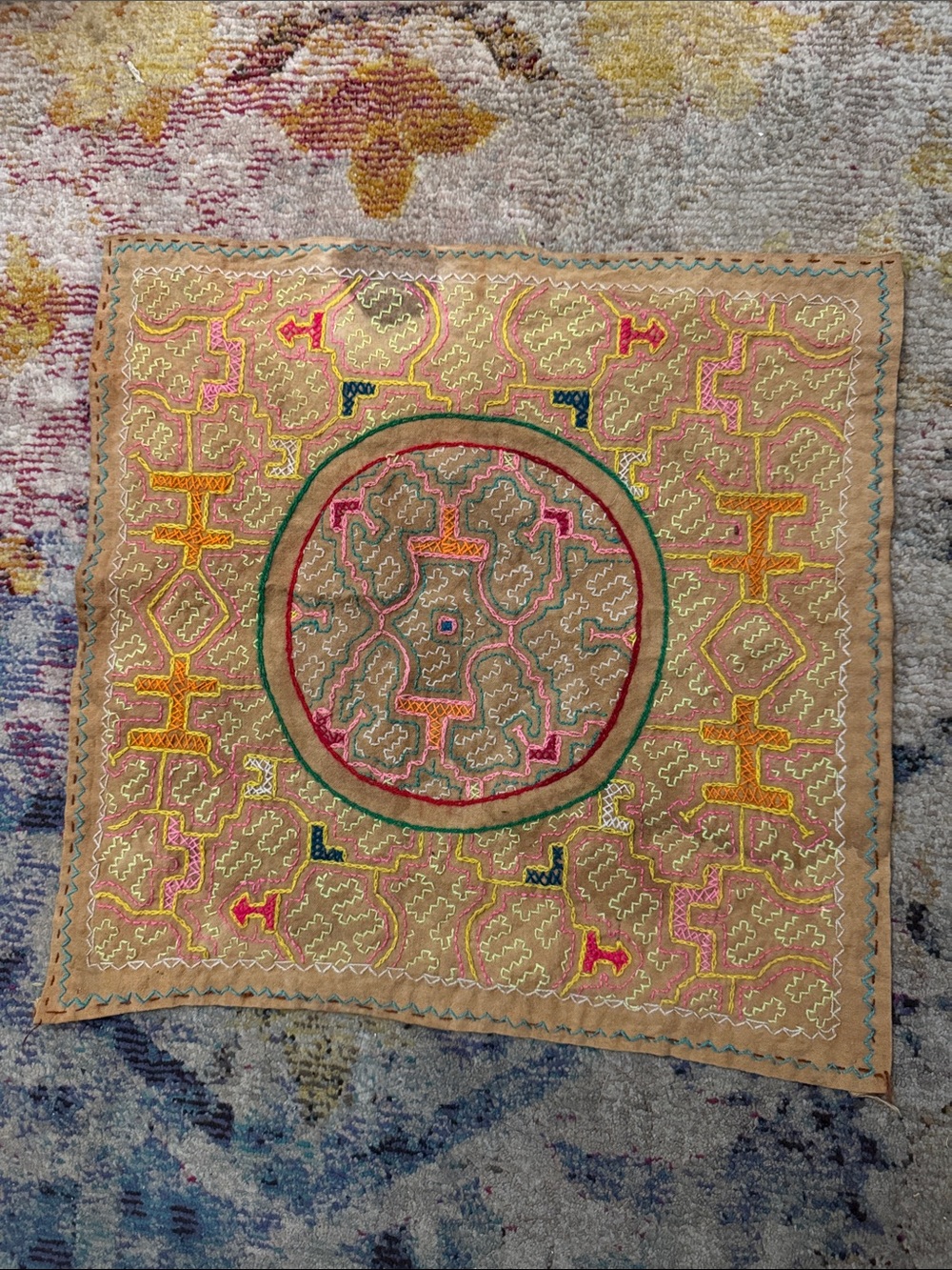Shipibo hand Embroidered ceremony alter decor 14 inches